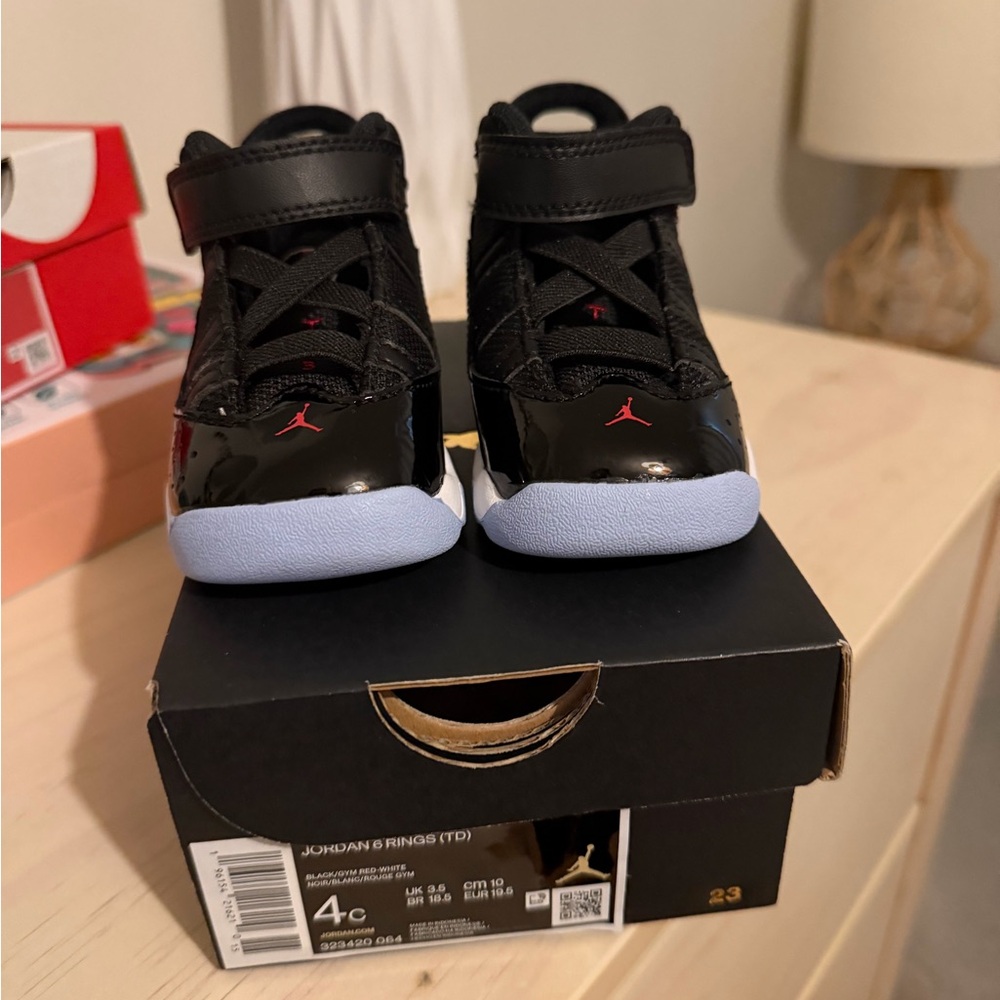 Jordan Kids Black and Red Sneakers